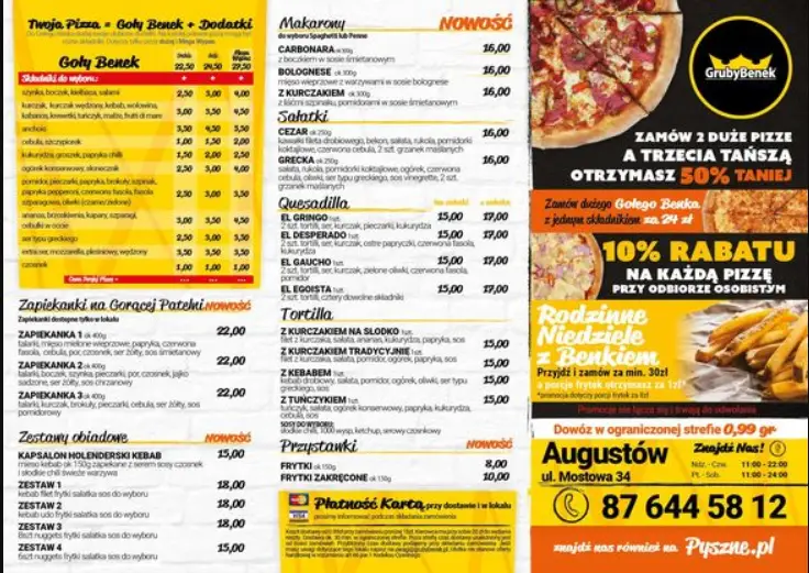 Gruby Benek Menu