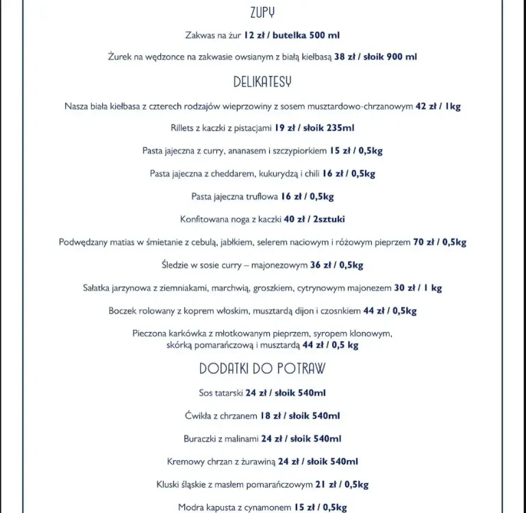 Młoda Polska Bistro & Pianino Menu