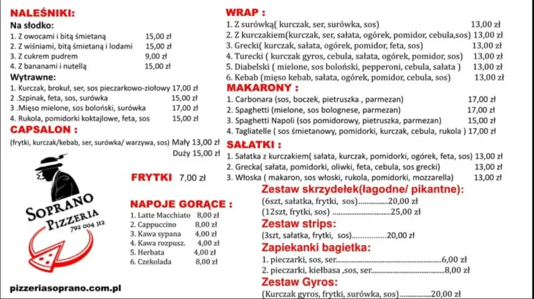 Soprano Menu